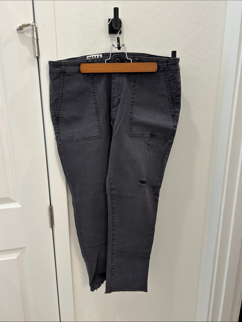 Pam & Gela Women's Charcoal Skinny Canvas Jeans
